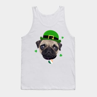 Pug Dog St Patrick’s Day Irish Flag And Shamrocks Tank Top